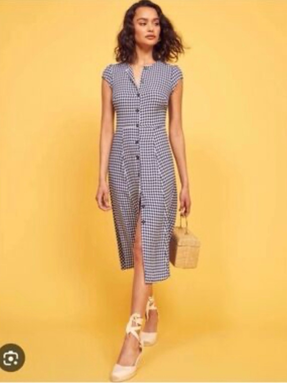 Philosophy Republic Clothing Navy & White Gingham Button-Front Midi Dress